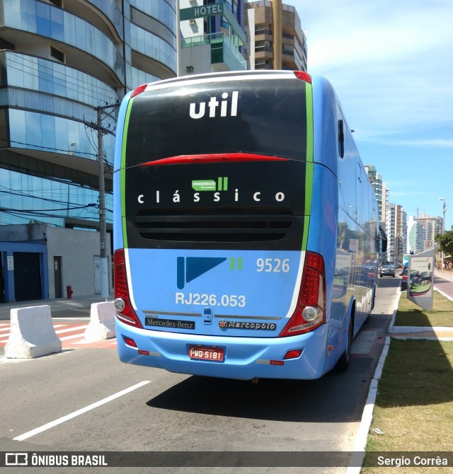 UTIL - União Transporte Interestadual de Luxo 9526 na cidade de Vila Velha, Espírito Santo, Brasil, por Sergio Corrêa. Número da foto: #8362562.