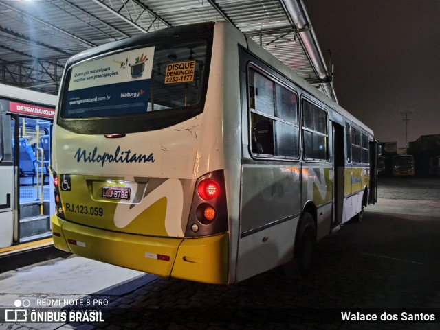 Viação Nilopolitana RJ 123.059 na cidade de Nilópolis, Rio de Janeiro, Brasil, por Walace dos Santos. ID da foto: 8366704.