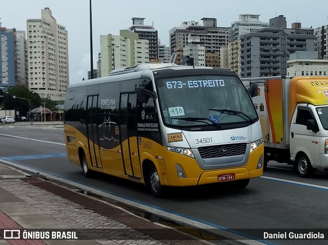 Transporte Coletivo Estrela 34501 na cidade de Florianópolis, Santa Catarina, Brasil, por Daniel Guardiola. Número da foto: #8370768.
