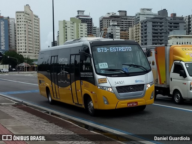 Transporte Coletivo Estrela 34501 na cidade de Florianópolis, Santa Catarina, Brasil, por Daniel Guardiola. ID da foto: 8370768.