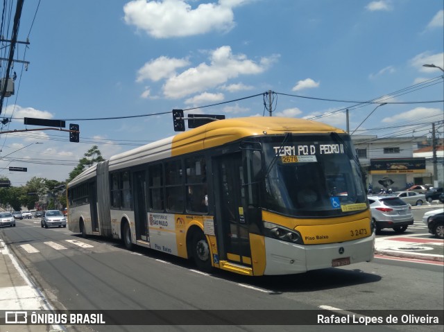 Viação Metrópole Paulista - Zona Leste 3 2473 na cidade de São Paulo, São Paulo, Brasil, por Rafael Lopes de Oliveira. ID da foto: 8370639.