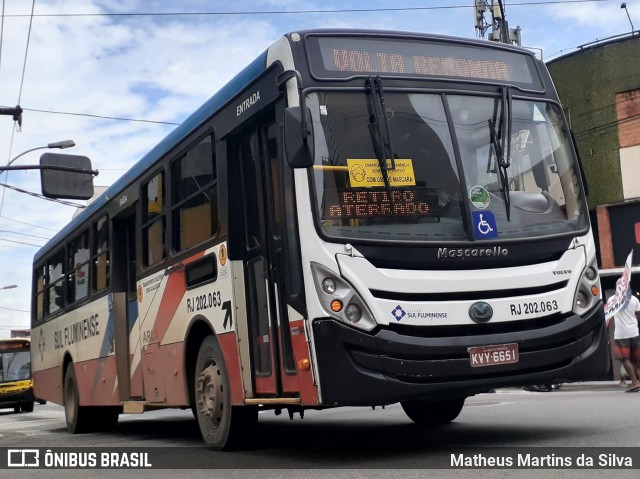 Viação Sul Fluminense RJ 202.063 na cidade de Volta Redonda, Rio de Janeiro, Brasil, por Matheus Martins da Silva. Número da foto: #8371259.