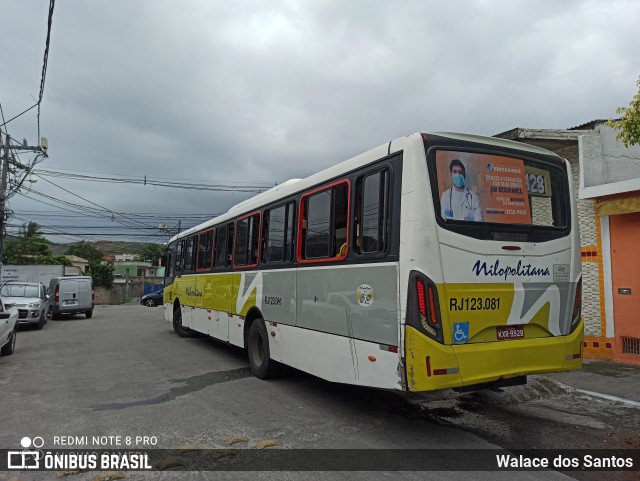 Viação Nilopolitana RJ 123.081 na cidade de Nova Iguaçu, Rio de Janeiro, Brasil, por Walace dos Santos. ID da foto: 8370022.