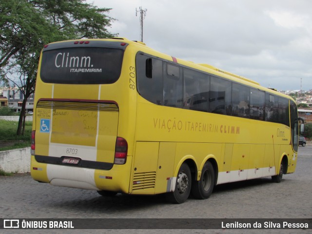 Viação Itapemirim 8703 na cidade de Caruaru, Pernambuco, Brasil, por Lenilson da Silva Pessoa. ID da foto: 8375224.