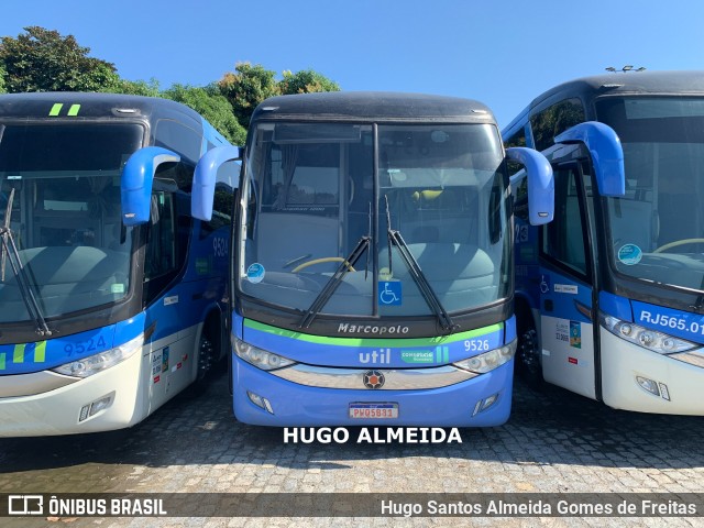 UTIL - União Transporte Interestadual de Luxo 9526 na cidade de Rio de Janeiro, Rio de Janeiro, Brasil, por Hugo Santos Almeida Gomes de Freitas. ID da foto: 8374967.