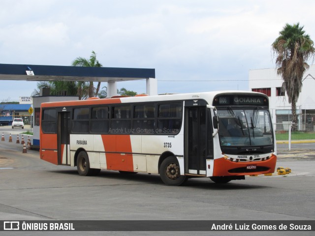 Viação Paraúna 3735 na cidade de Goiânia, Goiás, Brasil, por André Luiz Gomes de Souza. ID da foto: 8374829.