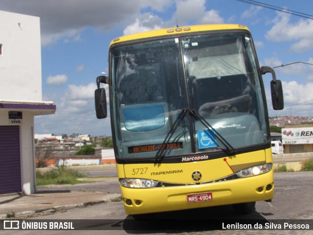 Viação Itapemirim 5727 na cidade de Caruaru, Pernambuco, Brasil, por Lenilson da Silva Pessoa. ID da foto: 8378041.