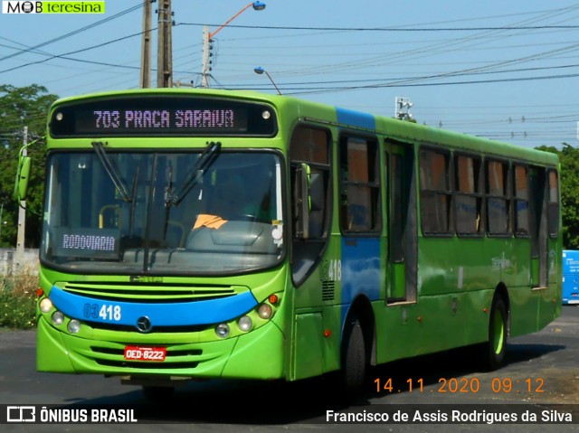 Taguatur - Taguatinga Transporte e Turismo 03418 na cidade de Teresina, Piauí, Brasil, por Francisco de Assis Rodrigues da Silva. ID da foto: 8380338.