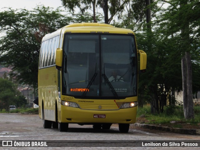 Viação Itapemirim 45807 na cidade de Caruaru, Pernambuco, Brasil, por Lenilson da Silva Pessoa. Número da foto: #8380535.