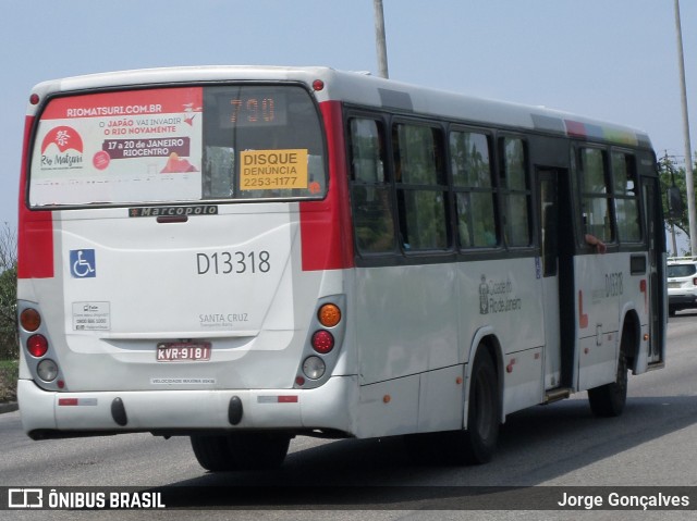 Transportes Barra D13318 na cidade de Rio de Janeiro, Rio de Janeiro, Brasil, por Jorge Gonçalves. ID da foto: 8382401.