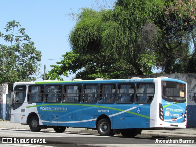 Viação Ponte Coberta RJ 190.039 na cidade de Rio de Janeiro, Rio de Janeiro, Brasil, por Jhonathan Barros. Número da foto: #8332786.
