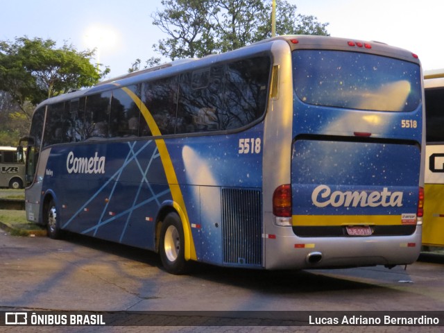 Viação Cometa 5518 na cidade de São Paulo, São Paulo, Brasil, por Lucas Adriano Bernardino. ID da foto: 8391025.