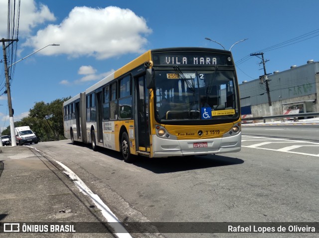 Viação Metrópole Paulista - Zona Leste 3 1519 na cidade de São Paulo, São Paulo, Brasil, por Rafael Lopes de Oliveira. ID da foto: 8391178.