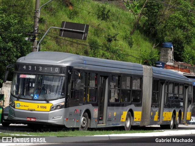 Viação Metrópole Paulista - Zona Leste 3 1096 na cidade de São Paulo, São Paulo, Brasil, por Gabriel Machado. ID da foto: 8392844.