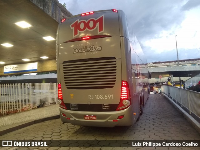 Auto Viação 1001 RJ 108.691 na cidade de Belo Horizonte, Minas Gerais, Brasil, por Luis Philippe Cardoso Coelho. ID da foto: 8402256.