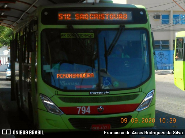 Viação Santana 02794 na cidade de Teresina, Piauí, Brasil, por Francisco de Assis Rodrigues da Silva. ID da foto: 8337006.