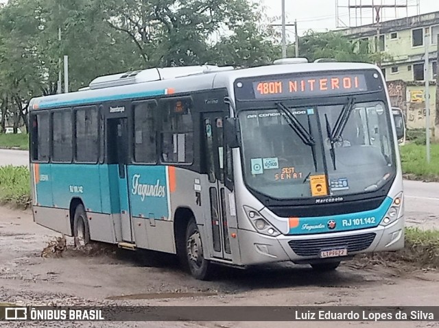 Auto Ônibus Fagundes RJ 101.142 na cidade de São Gonçalo, Rio de Janeiro, Brasil, por Luiz Eduardo Lopes da Silva. Número da foto: #8335550.