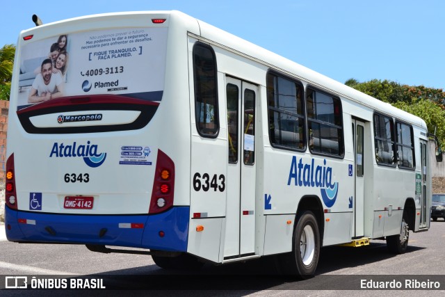 Viação Atalaia Transportes 6343 na cidade de Aracaju, Sergipe, Brasil, por Eduardo Ribeiro. ID da foto: 8337179.