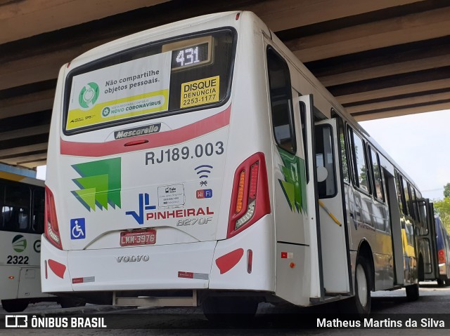 Viação Pinheiral RJ 189.003 na cidade de Volta Redonda, Rio de Janeiro, Brasil, por Matheus Martins da Silva. Número da foto: #8335937.