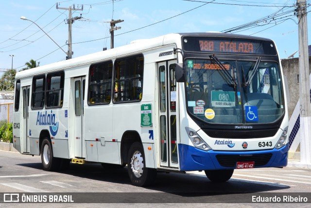 Viação Atalaia Transportes 6343 na cidade de Aracaju, Sergipe, Brasil, por Eduardo Ribeiro. Número da foto: #8337181.
