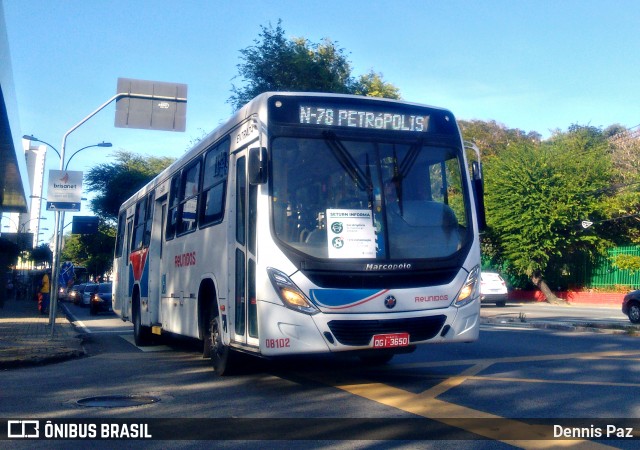 Reunidas Transportes Urbanos 08102 na cidade de Natal, Rio Grande do Norte, Brasil, por Dennis Paz. Número da foto: #8348592.