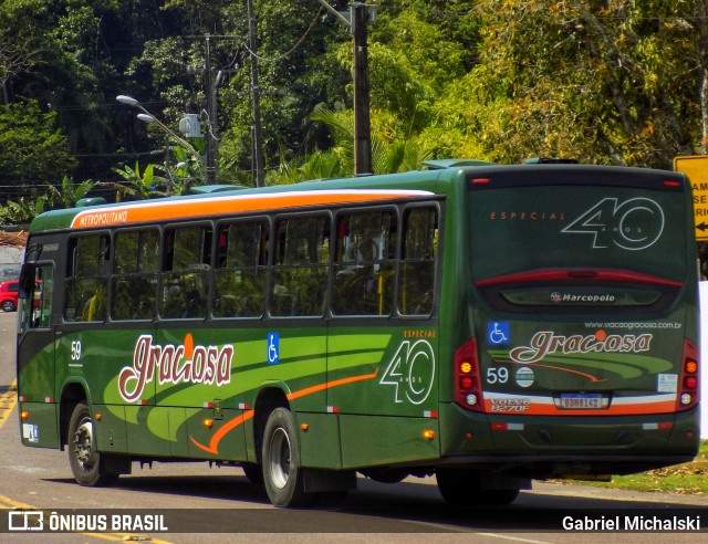 Viação Graciosa 59 na cidade de Guaratuba, Paraná, Brasil, por Gabriel Michalski. ID da foto: 8351193.