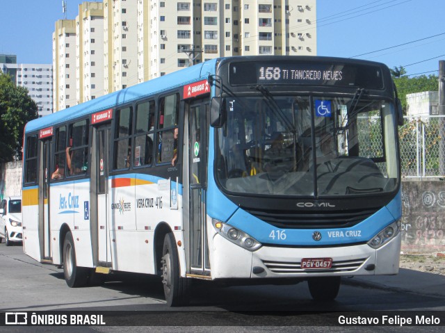 Expresso Vera Cruz 416 na cidade de Recife, Pernambuco, Brasil, por Gustavo Felipe Melo. Número da foto: #8451392.