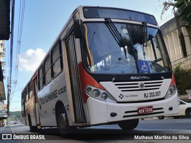 Viação Sul Fluminense RJ 202.007 na cidade de Volta Redonda, Rio de Janeiro, Brasil, por Matheus Martins da Silva. ID da foto: 8451636.