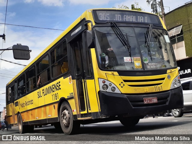 Viação Sul Fluminense 1181 na cidade de Volta Redonda, Rio de Janeiro, Brasil, por Matheus Martins da Silva. ID da foto: 8451497.