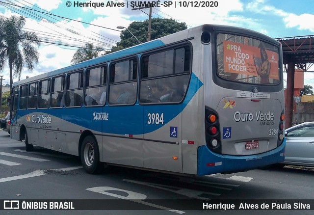 Auto Viação Ouro Verde 3984 na cidade de Sumaré, São Paulo, Brasil, por Henrique Alves de Paula Silva. Número da foto: #8459321.