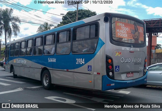 Auto Viação Ouro Verde 3984 na cidade de Sumaré, São Paulo, Brasil, por Henrique Alves de Paula Silva. ID da foto: 8459321.