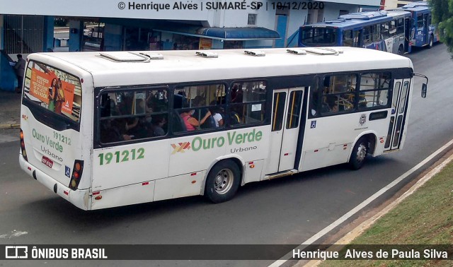 Auto Viação Ouro Verde 191212 na cidade de Sumaré, São Paulo, Brasil, por Henrique Alves de Paula Silva. ID da foto: 8459302.