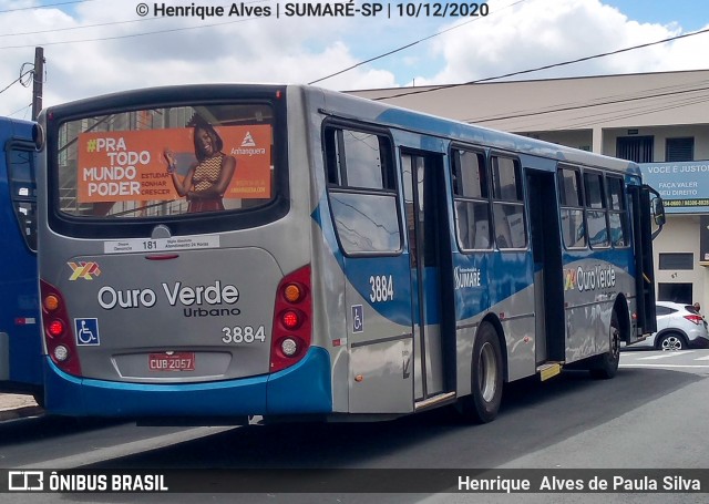 Auto Viação Ouro Verde 3884 na cidade de Sumaré, São Paulo, Brasil, por Henrique Alves de Paula Silva. ID da foto: 8459273.