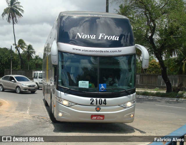 Viação Nordeste 2104 na cidade de João Pessoa, Paraíba, Brasil, por Fabricio Alves. ID da foto: 8418285.