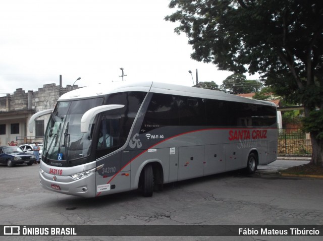 Viação Santa Cruz 343110 na cidade de Três Corações, Minas Gerais, Brasil, por Fábio Mateus Tibúrcio. ID da foto: 8418823.