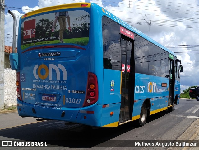 JTP Transportes - COM Bragança Paulista 03.027 na cidade de Bragança Paulista, São Paulo, Brasil, por Matheus Augusto Balthazar. Número da foto: #8475832.