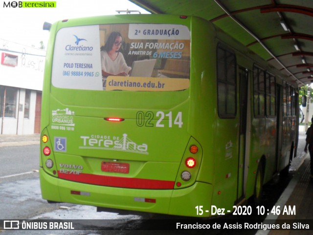 Transporte Coletivo Cidade Verde 02214 na cidade de Teresina, Piauí, Brasil, por Francisco de Assis Rodrigues da Silva. Número da foto: #8477709.