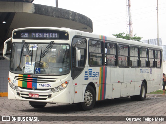 Transcol - Transportes Coletivos Ltda. 021 na cidade de Recife, Pernambuco, Brasil, por Gustavo Felipe Melo. Número da foto: #8480101.