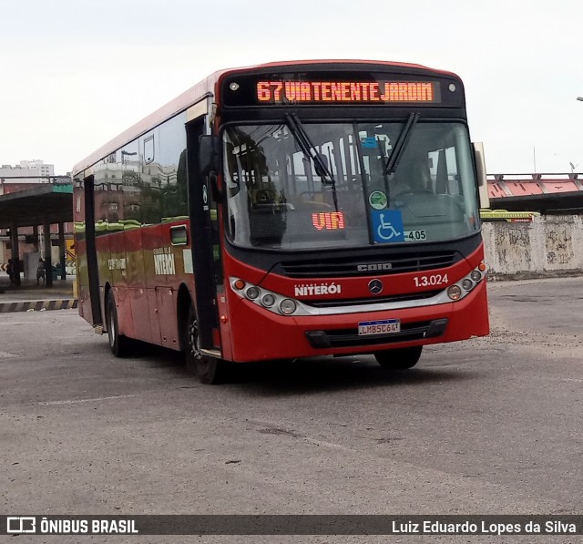 Auto Ônibus Brasília 1.3.024 na cidade de Niterói, Rio de Janeiro, Brasil, por Luiz Eduardo Lopes da Silva. ID da foto: 8478719.