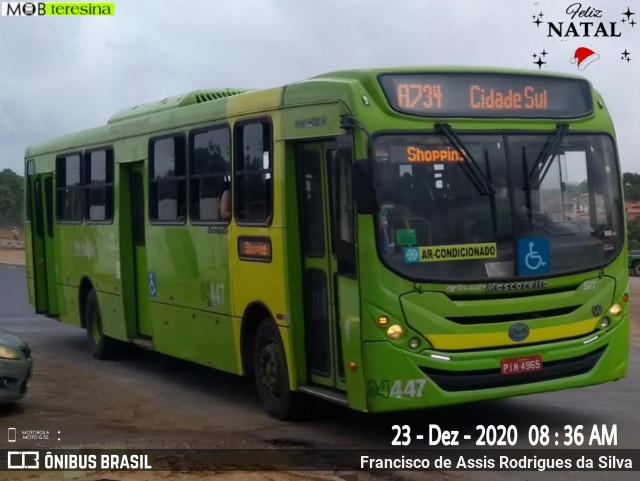 Transcol Transportes Coletivos 04447 na cidade de Teresina, Piauí, Brasil, por Francisco de Assis Rodrigues da Silva. Número da foto: #8482809.