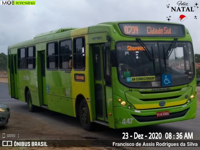 Transcol Transportes Coletivos 04447 na cidade de Teresina, Piauí, Brasil, por Francisco de Assis Rodrigues da Silva. ID da foto: 8482809.