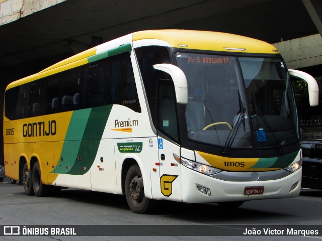 Empresa Gontijo de Transportes 18105 na cidade de Belo Horizonte, Minas Gerais, Brasil, por João Victor Marques. ID da foto: 8484725.