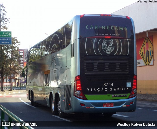 Viação Garcia 8714 na cidade de Sorocaba, São Paulo, Brasil, por Weslley Kelvin Batista. ID da foto: 8485602.