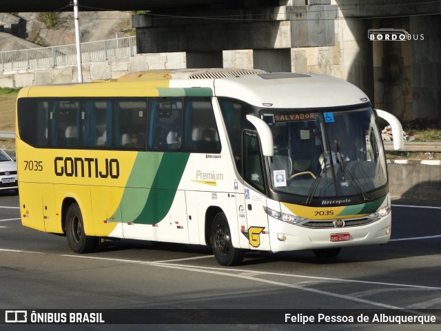 Empresa Gontijo de Transportes 7035 na cidade de Salvador, Bahia, Brasil, por Felipe Pessoa de Albuquerque. ID da foto: 8485693.