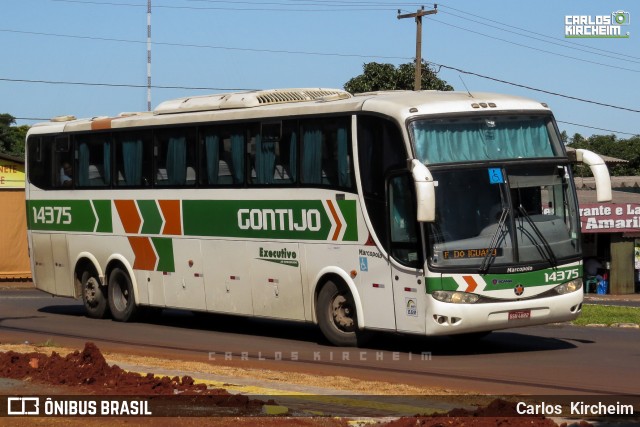 Empresa Gontijo de Transportes 14375 na cidade de Foz do Iguaçu, Paraná, Brasil, por Carlos Kircheim. ID da foto: 8489967.