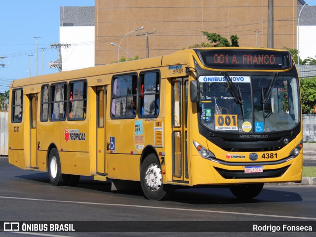 Transporte Tropical 4381 na cidade de Aracaju, Sergipe, Brasil, por Rodrigo Fonseca. Número da foto: #8489949.