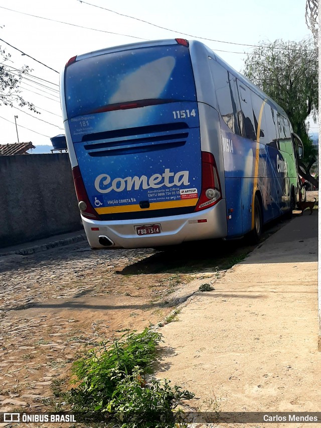 Viação Cometa 11514 na cidade de Prudente de Morais, Minas Gerais, Brasil, por Carlos Mendes. ID da foto: 8497049.