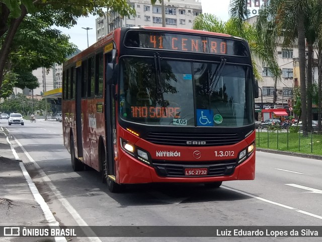 Auto Ônibus Brasília 1.3.012 na cidade de Niterói, Rio de Janeiro, Brasil, por Luiz Eduardo Lopes da Silva. ID da foto: 8498840.