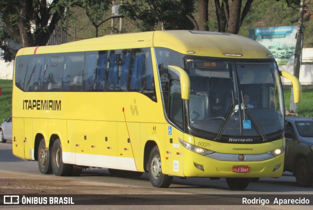 Viação Itapemirim 60071 na cidade de Conselheiro Lafaiete, Minas Gerais, Brasil, por Rodrigo  Aparecido. ID da foto: 8504294.