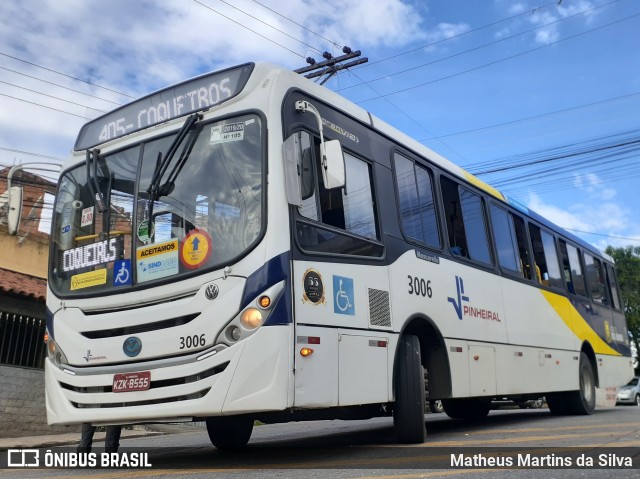 Viação Pinheiral 3006 na cidade de Volta Redonda, Rio de Janeiro, Brasil, por Matheus Martins da Silva. ID da foto: 8506317.